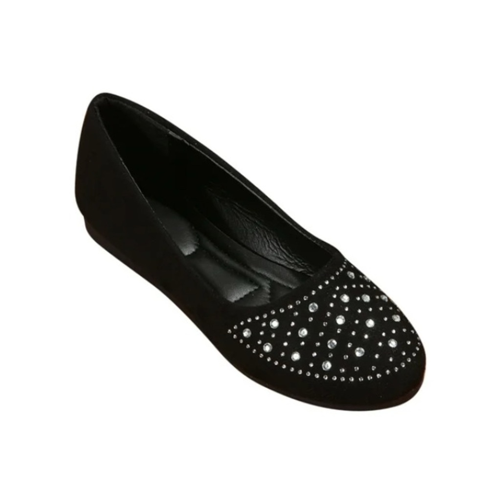YASIRUN - Black Rhinestone Ballet Flat - size 9.5 (42) - new